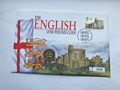 1997 THE ENGLISH BRILLIANT UNCIRCULATED ONE 1 POUND COIN FDC COVER BU