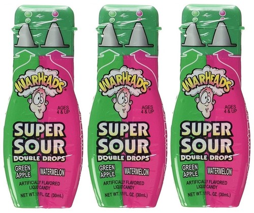 3x Warheads Super Sour Double Drops Green Apple/ Watermelon Liquid Candy 30ml - 第 1/3 張圖片