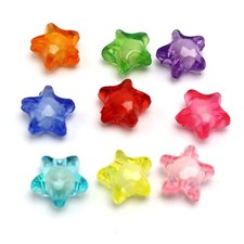 100 Mixed Color Acrylic Faceted Star Charm Beads 12mm "Bead inside Bead"