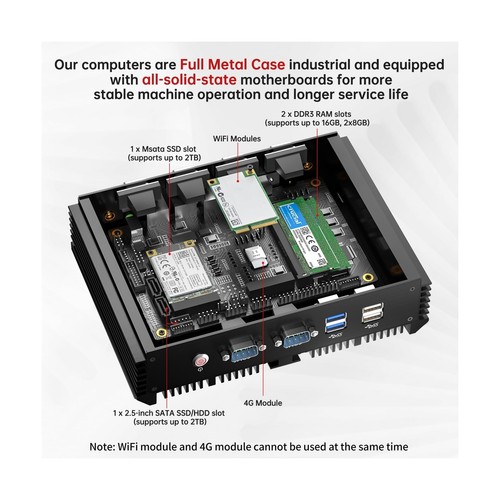 Industrial Mini PC, Desktop Fanless Computer Core i7-5500U 2.4-3.0GHz, Window... - Picture 4 of 7