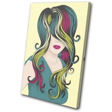 Illustration Fashion Girl Hair SINGLE CANVAS WALL ART Picture Print VA