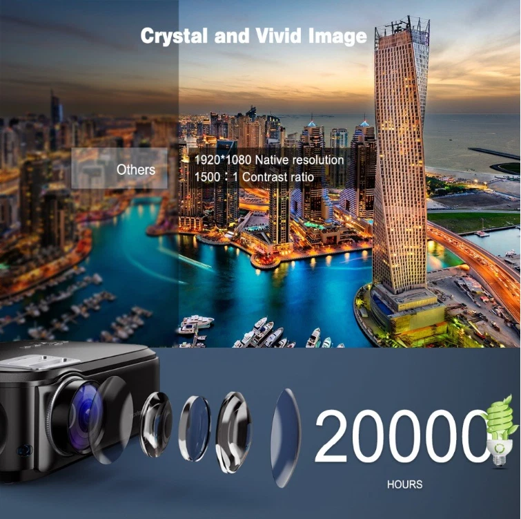 Excelvan BL-76 1080P Projector 3500 lumen Home Movie Projector 200inch Display - Image 4 of 4