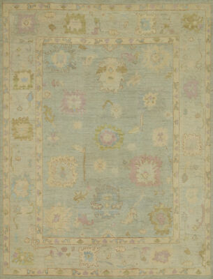 Vegetable Dye Oushak Turkish Area Rug 8x10 Handmade Transitional Wool Carpet