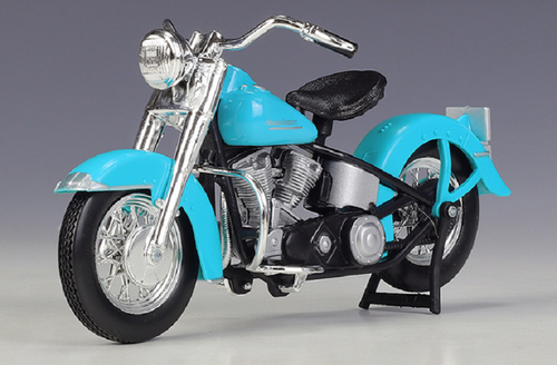 Maisto 1:18 Harley Davidson 1953 74FL Hydra Glide MOTORCYCLE BIKE Model Blue NIB - Picture 3 of 6