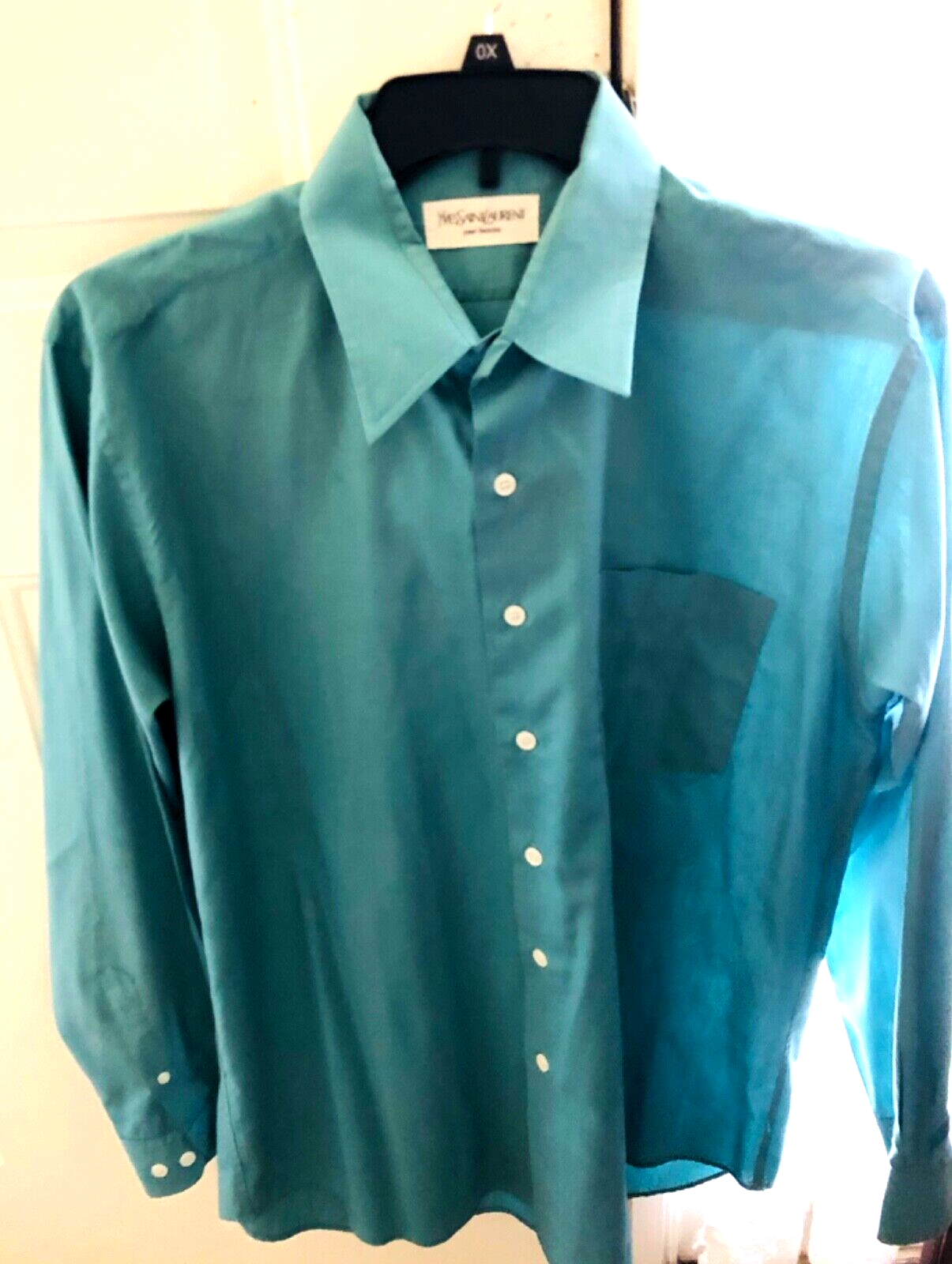 SAINT LAURENT Camicia da uomo YSL Long Seeve misto cotone abbottonato con logo ricamato taglia:42