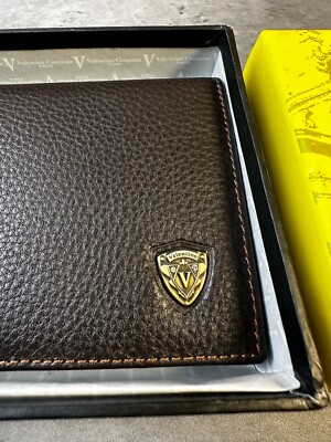 Valentino Coupeau Men's Black Pebbled Leather Credit Card Holder