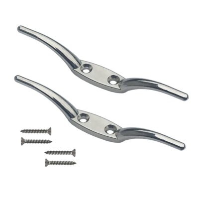	Huouo 2 PCS Flagpole Cleat Hook 6 Inch Silver Cast Hardware for Flag Rope	