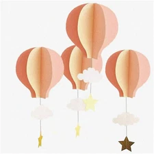 Pink Sky Delights - 8 Pcs Large Hot Air Balloon Hanging Decorations