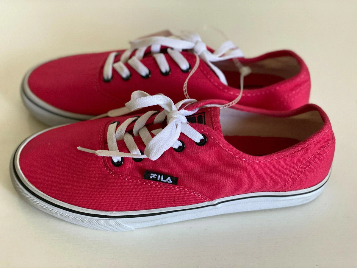 NEW! FILA WOMEN&#039;S RED PINK CORAL CANVAS BOAT SHOES SNEAKERS US / EUR 38 SALE |