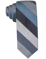 Ryan Seacrest Distinction Audio Melange Stripe Blue Gray Silver Mens Neck Tie