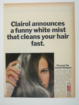Clairol Psssssst Instant Shampoo Dry Spray Fashion MCM Print AD
