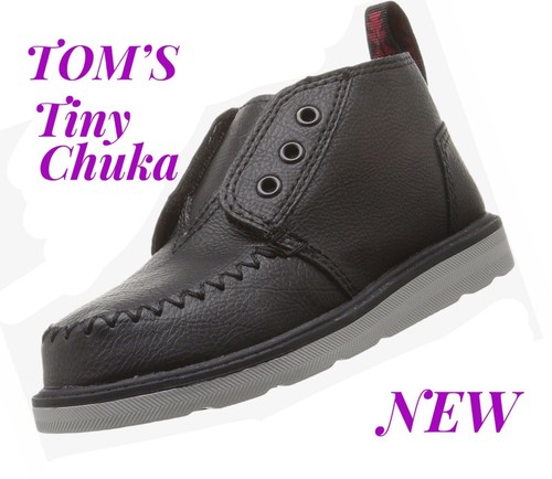 TOMS Tiny Chuka Black Boots Shoes Boys Size T 11 Super Cute NEW - 第 1/7 張圖片