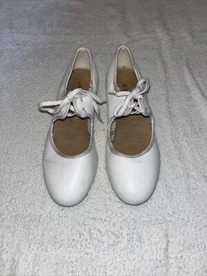 Girls Ladies White PU Low Heel Tap Dance Shoes All Sizes By Katz