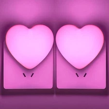 Heart Night Light Plug-In Auto Sensor INZU LED Nursery Use Pink