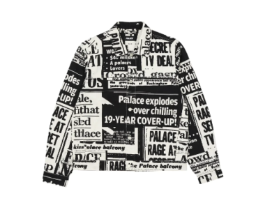 Palace Skateboards Tabloid Denim Jacket Newspaper Print XL AOP