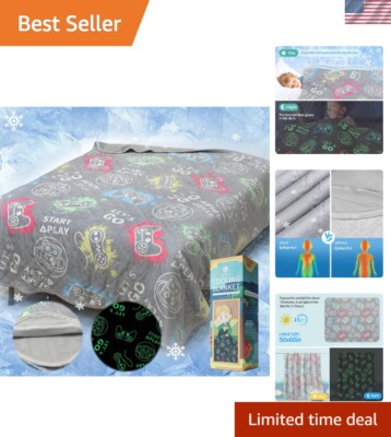 Kids Glow in the Dark Game Controller Blanket - Summer Cooling Gift 60''x50''
