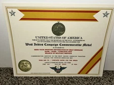 SPANISH CAMPAIGN COMMEMORATIVE MEDAL CERTIFICATE ~ W/PRINTING TYPE-1