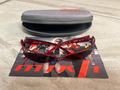 1997 Rare France Alain Mikli Vintage Red Punk Oval Sunglasses Aluminum Frame!!!