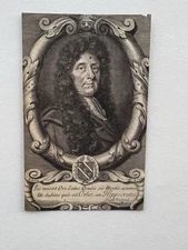 Antique Engraving portrait of William Cole (1635-1716), a physician. 