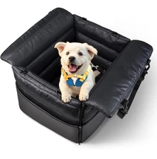 ONLYFLY Dog Car Seat for Small Dog Waterproof Travel Booster 2 in 1, Black
