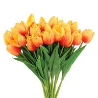 24Pcs Falsche Tulpen KüNstliche Blumen PU KüNstliche Tulpen Echt BerüHren Orange