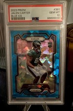 2023 Panini Prizm Blue Ice Prizm #381 Jalen Carter Rookie /99 PSA 10 Eagles