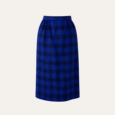 Vintage Pendleton 100 Virgin Wool Blue A-Line Skirt Button Plaid 6P