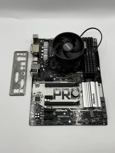 ASRock AB350 PRO4 Socket AM4 AMD Ryzen ATX Motherboard w/R5 1500X 16GB RAM READ