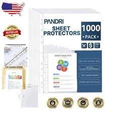 Bulk 1000 Sheet Protectors, Thick PVC-Free, Letter Size, 3 Ring Binder Sleeves