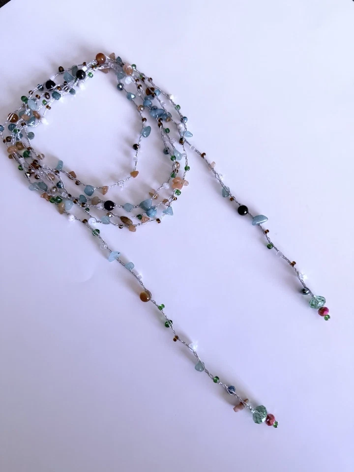 多股钩针项链,手工制作,带矿石和水晶。 美国 — 第 3/4 张图片