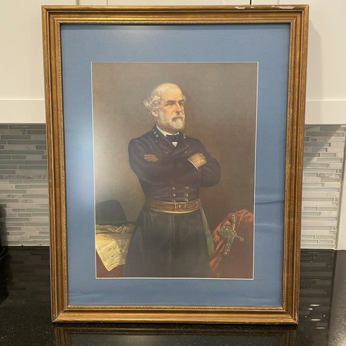 Large Vintage Civil War Confederate General Robert E Lee Framed Print J.A. Elder