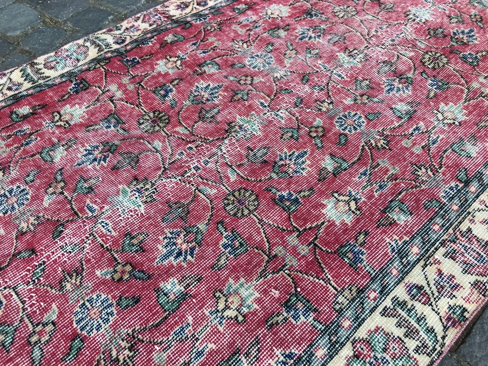 Bohemian Area Rug Handmade Wool Rug Turkish Vintage Traditional Rug 3,4 x 6,6 ft - Image 2 of 4