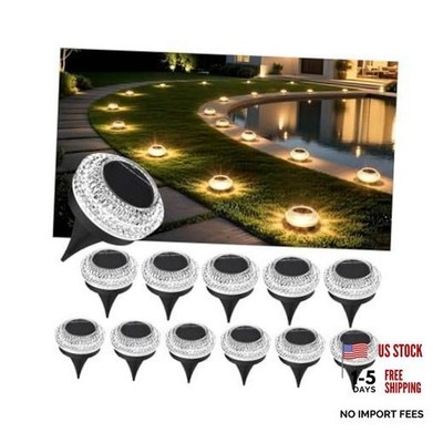 Solar Deck Lights Outdoor - IP67 Waterproof Solar 12PK Diamond - Warm White