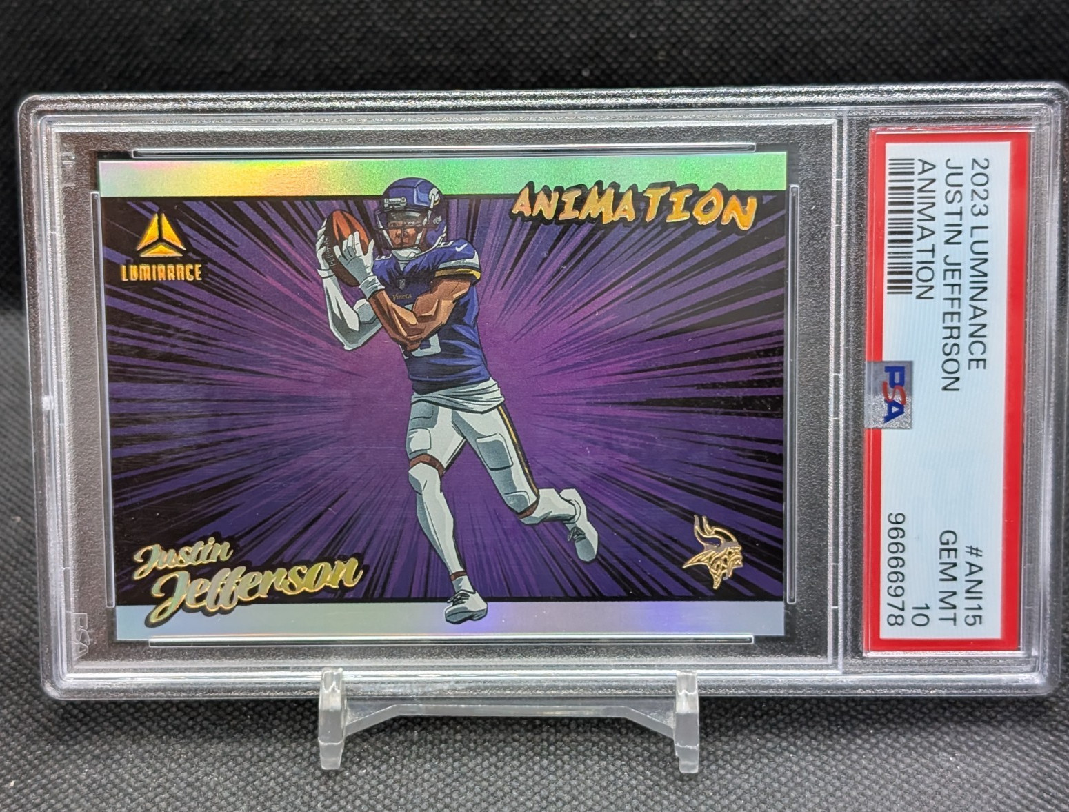 2023 Panini Luminance JUSTIN JEFFERSON Animation PSA 10 Case Hit #ANI15
