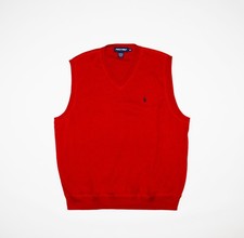 Vintage Polo Golf Ralph Lauren Red Cotton Vest Made In USA Size XL