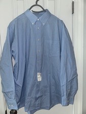 NWT Jos A Bank Shirt Mens Blue Plaid Travelers Collection Dress Long Sleeve Sz L