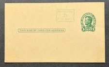 1952 US SCOTT #UX40 ABRAHAM LINCOLN 1C GREEN REVALUED 2C SURCHARGE ENTIRE UNUSED