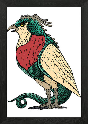Fabelhaftes Vogel-Drache Kreatur gerahmtes Wandbild Poster Leinwanddruck Bild