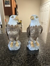 Vintage Ceramic Pair Of Bald Eagles. 6 1/2  T...