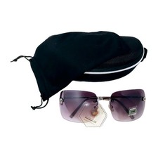 Ladies Rimless Butterfly Sunglasses W/Silver Frame  Gradient Indigo Lenses.