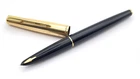VINTAGE PARKER 61 CUSTOM FOUNTAIN PEN IN BLACK & GOLD 14K GOLD ITALIC BROAD NIB