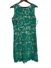 NWT Trulli sz 8 Vibrant Green Lace Overlay Sleeveless Mini Sheath Dress