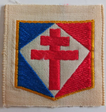 INSIGNE TISSU BRODE * LIBERATION/ CROIX DE LORRAINE* (EPOQUE 1945)