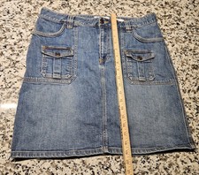 Old Navy Jean Skirt Womens 14 Stretch Cargo Mini Medium Wash Casual Short