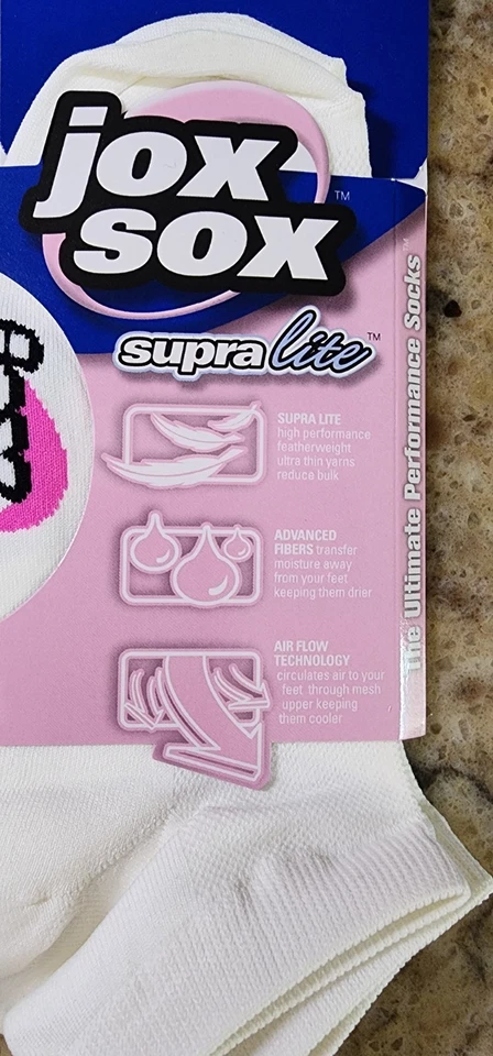 Calcetines para mujer Jox Sox Supra Lite corte bajo blancos talla 9-11 2 pares nuevos Foto 4 de 4