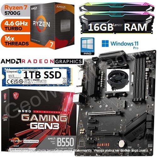 AMD Ryzen 5700G 16GB RGB RAM 1TB SSD MSI B550 GAMING