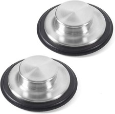 2 PCS Stainless Steel Kitchen Sink Stopper, Large Wide Rim 3.38" Silver