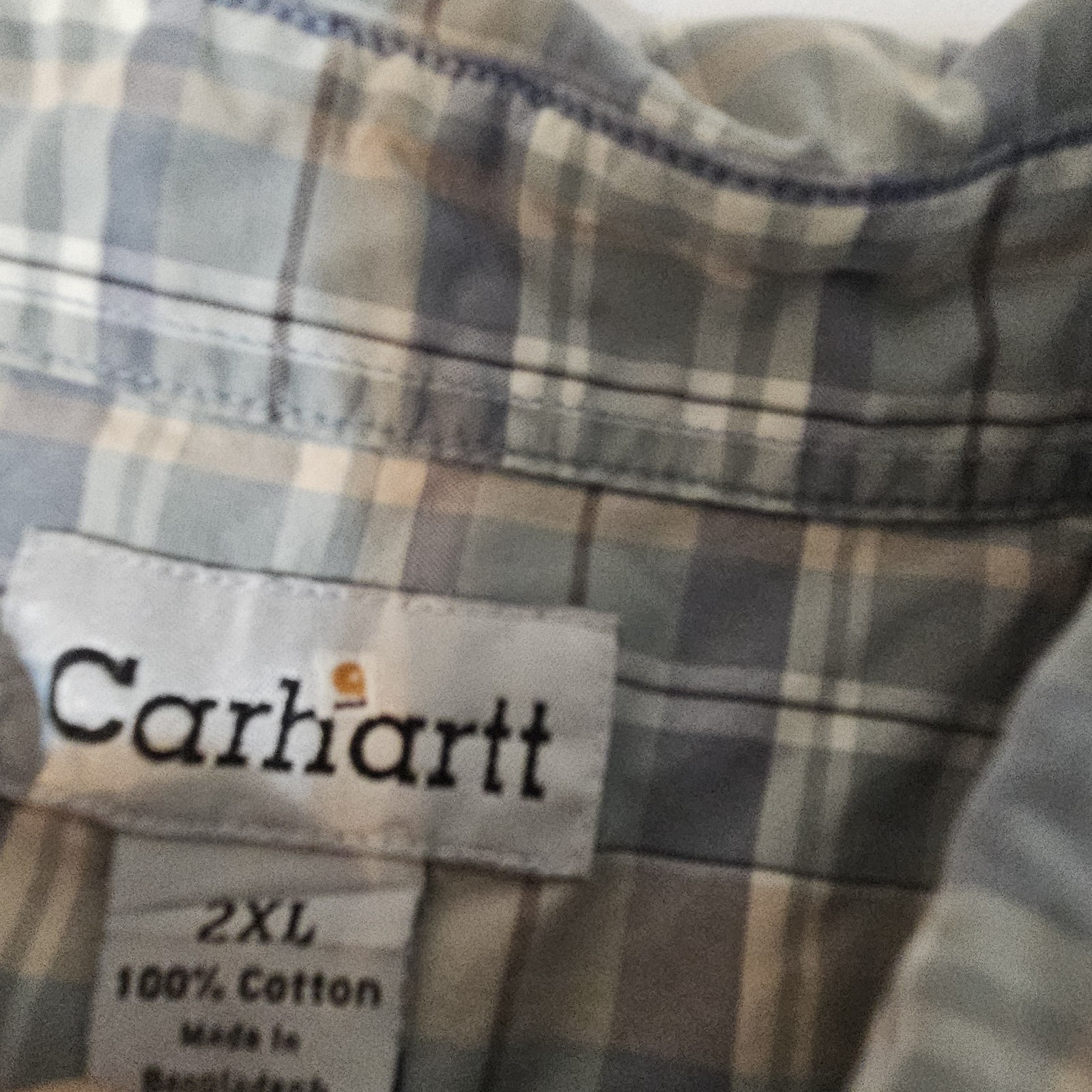 Carhartt Force mens 2XL Relaxed fit plaid short sleeve button POCKETS Plaid Gray thumbnail 5