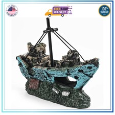 Resin Sunken Ship Aquarium Ornament Fish Tank Decoration Shipwreck Decor