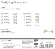 CHORWERK RUHR WOLFGANG RIHM: VIGILIA NEW SUPER AUDIO HYBRID CD